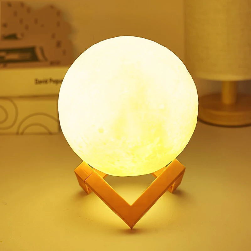 Lampe Lune à Peindre – Veilleuse LED Multicolore sur Support en Bois