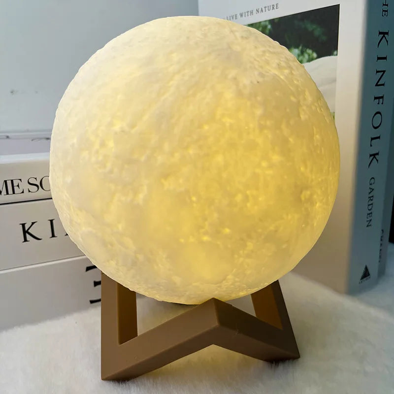 Lampe Lune à Peindre – Veilleuse LED Multicolore sur Support en Bois