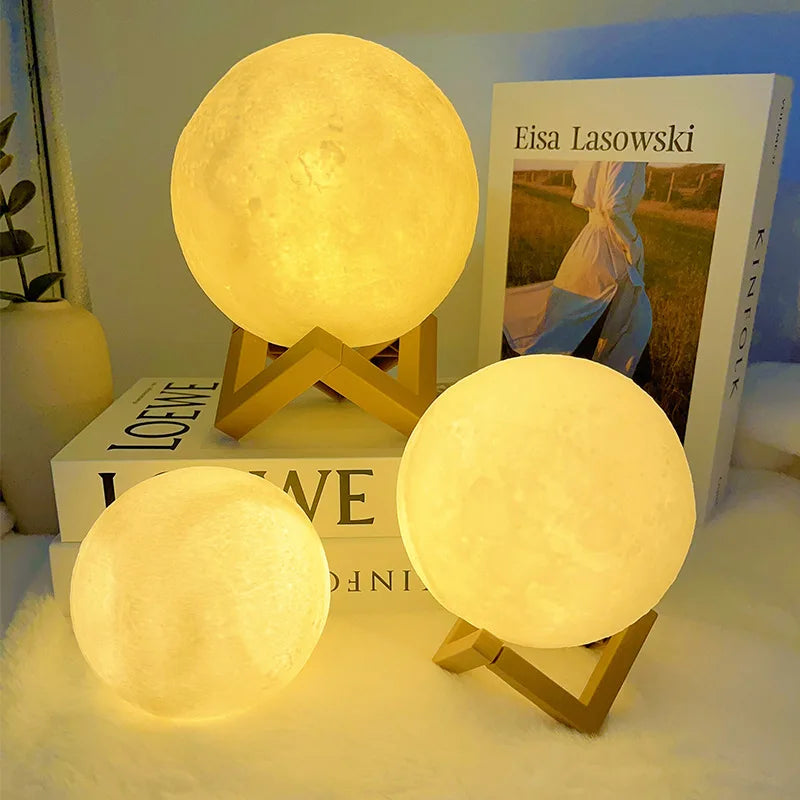 Lampe Lune à Peindre – Veilleuse LED Multicolore sur Support en Bois