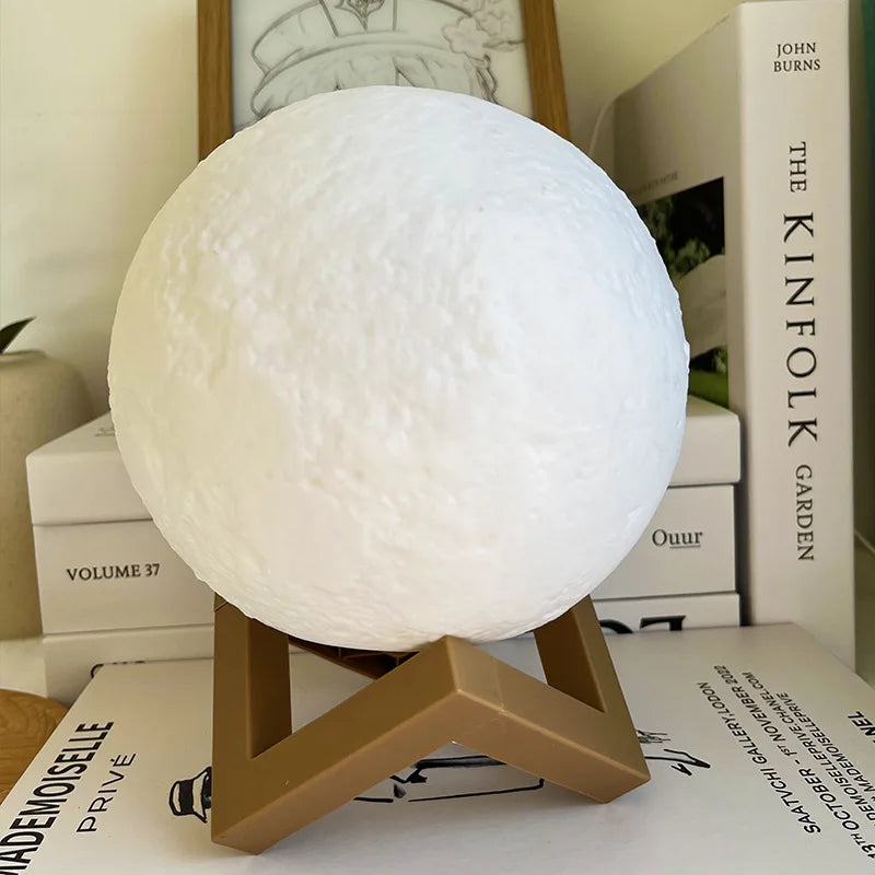 Lampe Lune à Peindre – Veilleuse LED Multicolore sur Support en Bois