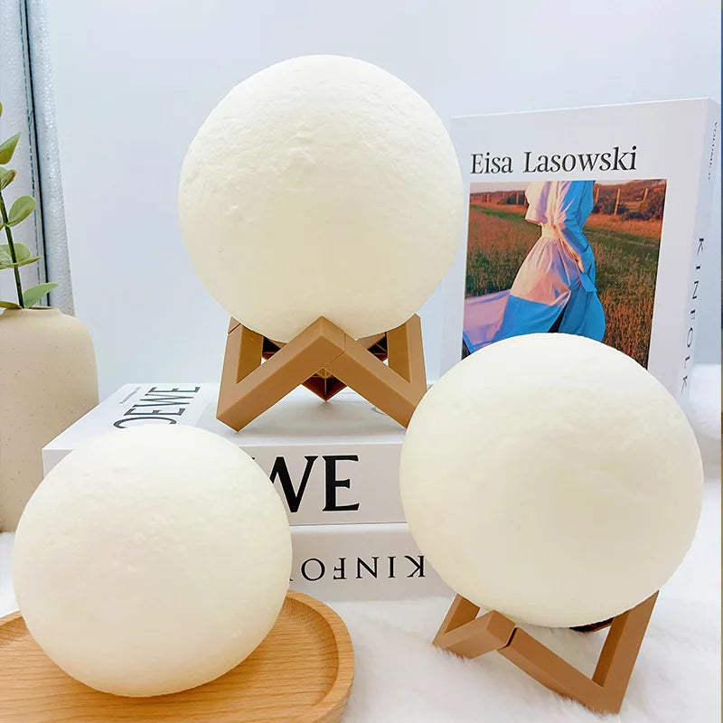 Lampe Lune à Peindre – Veilleuse LED Multicolore sur Support en Bois